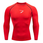 T-shirt de compression manches longues pour hommes, idéal pour la course et le fitness