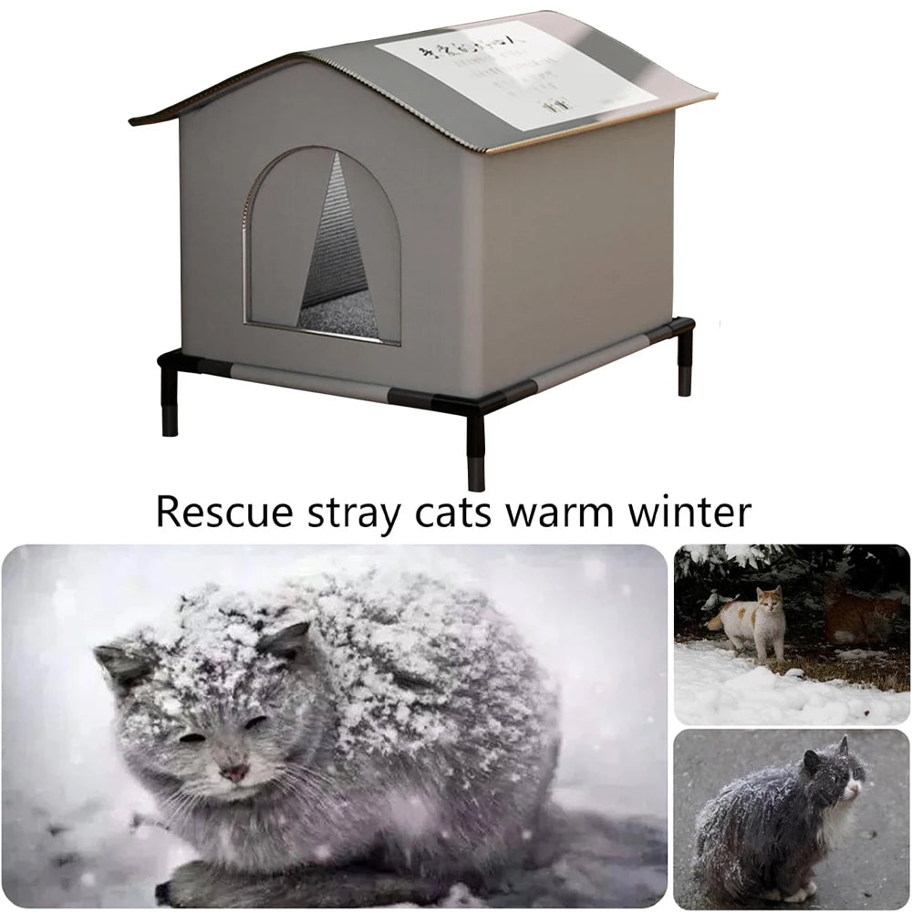 Maison pour Chat Imperméable Pliable – Abri Été Frais, Nid Grotte pour Chats Errants, Chiens & Chiots