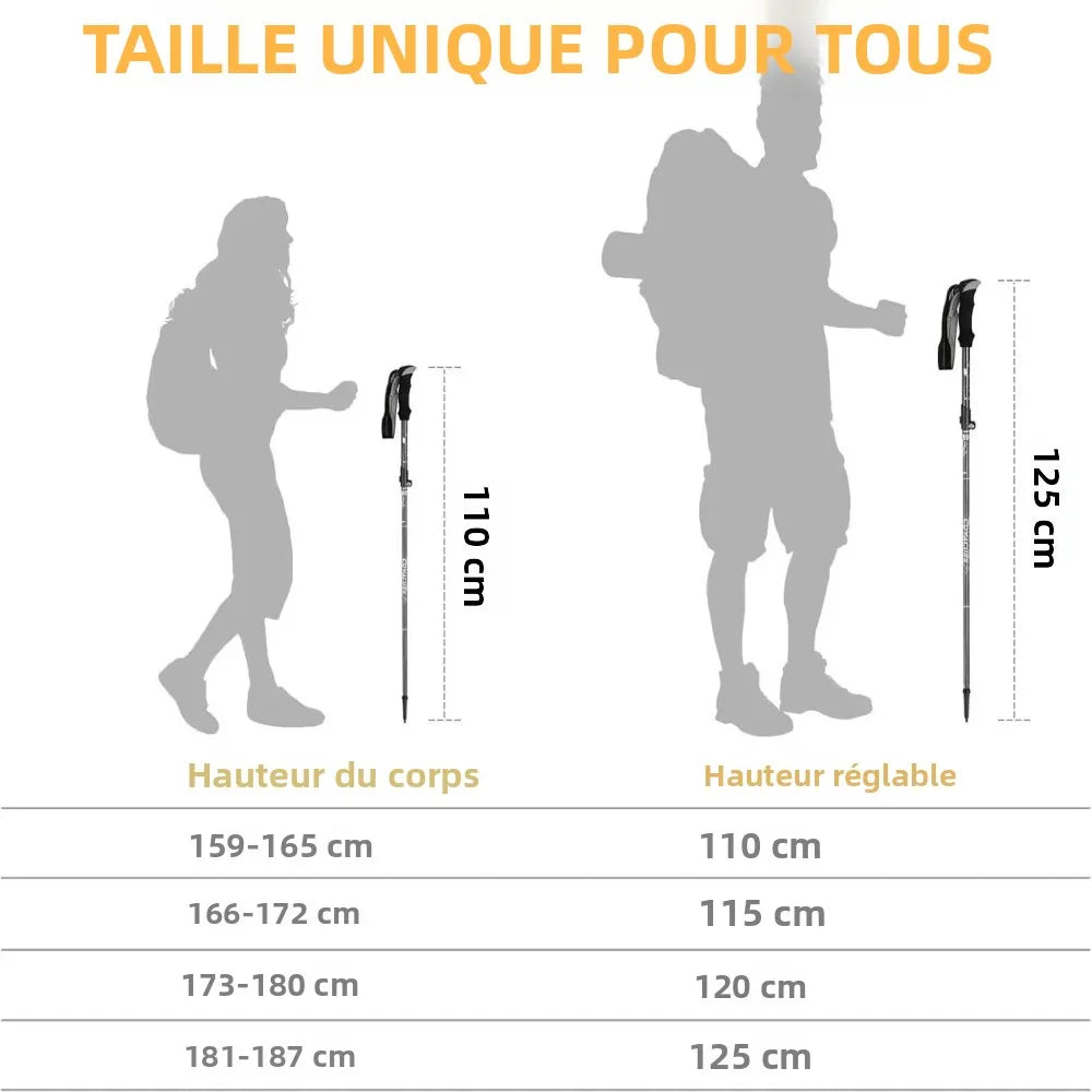 Bâtons de Randonnée Télescopiques Ultralégers Pliables – Nordic Walking & Trekking 32-125 cm
