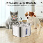 Fontaine à Eau Automatique 2,2L pour Chat – Inox, Pompe Silencieuse, Filtration, Fenêtre Visuelle