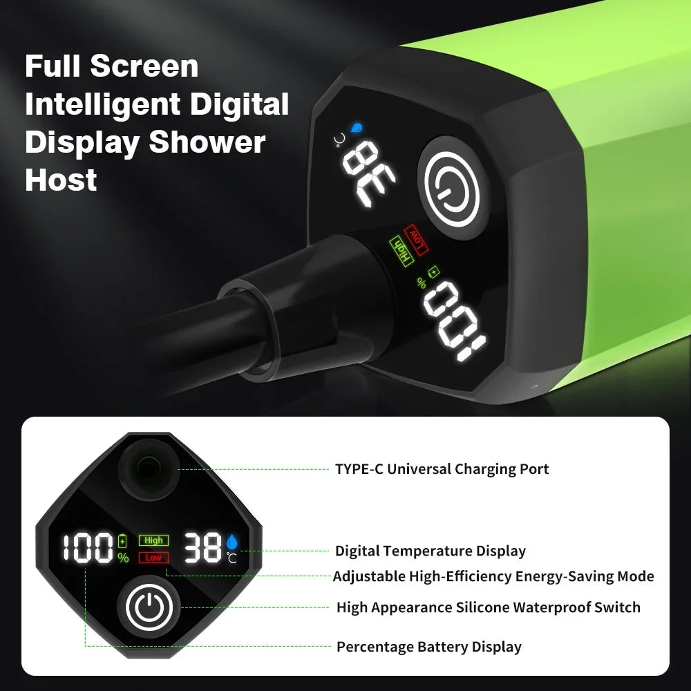 Pompe Douche de Camping Portable 6000mAh – Kit Douche Outdoor avec Écran Digital Intelligent