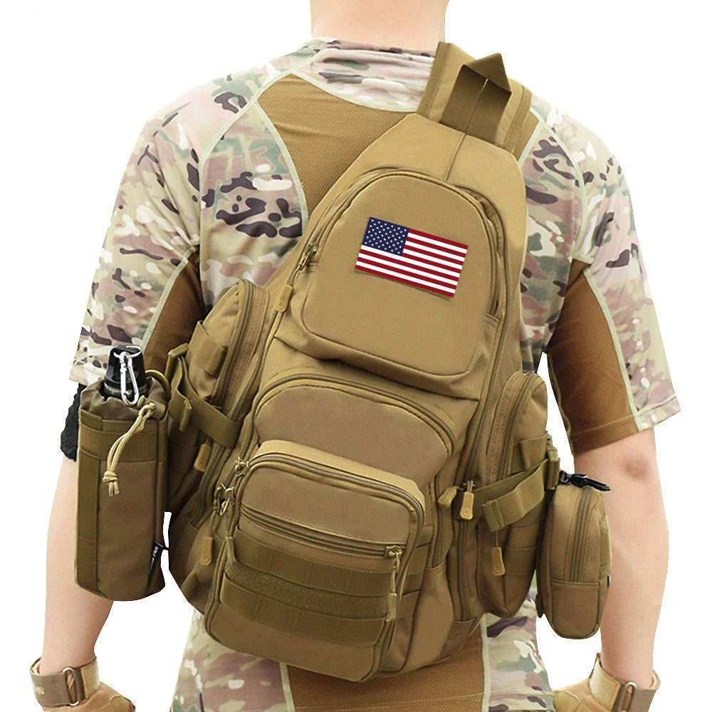 Sac à Dos Tactique 20-35L – Sling Bag Imperméable Molle pour Ordinateur 14", Randonnée, Camping et Chasse