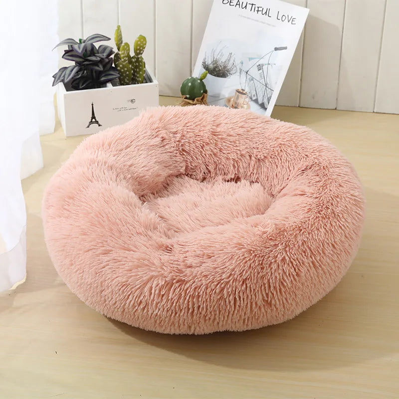 Corbeille Ronde en Peluche Longue pour Chat et Chien – Coussin Sofa Chaud, Idéal pour l'Hiver