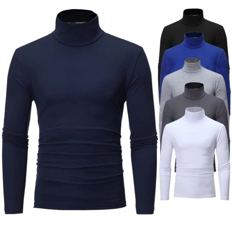T-shirt Col Roulé Homme – Coupe Slim, Manches Longues, Respirant, Casual