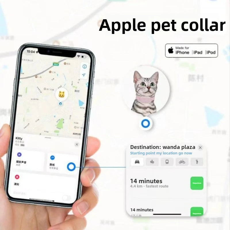 Traceur GPS Bluetooth pour Animal – Mini Tracker Anti-Perte pour Chat et Chiot, Alerte de Mouvement, Localisation Mondiale