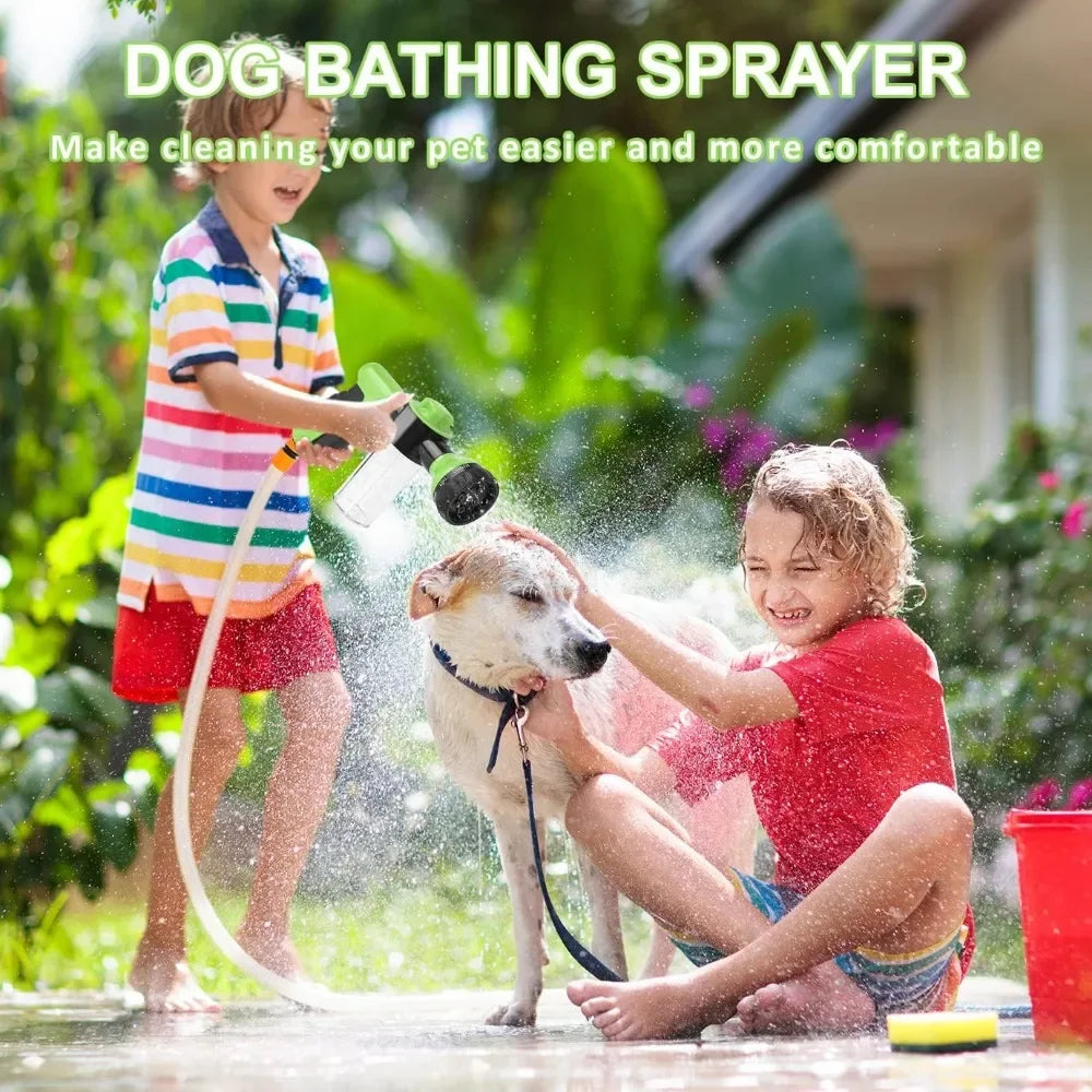 Pistolet Douche 8-en-1 pour Chien et Chat – Haute Pression, Mousse, Tuyau & Buse – Lavage Animal, Jardin, Voiture
