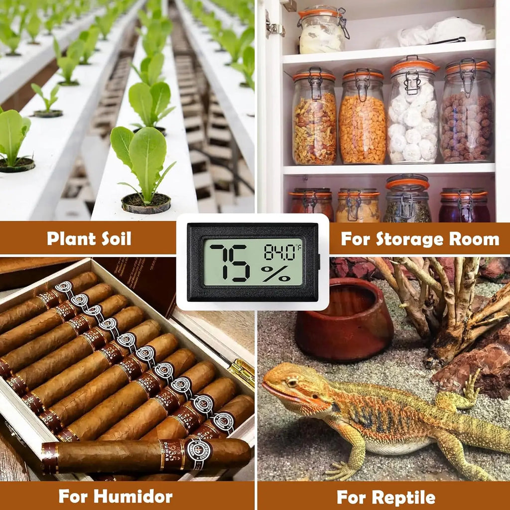 Lot de 2 Thermomètres-Hygromètres 2-en-1 pour Reptiles – Outil de Mesure Terrarium Reptiles et Amphibiens
