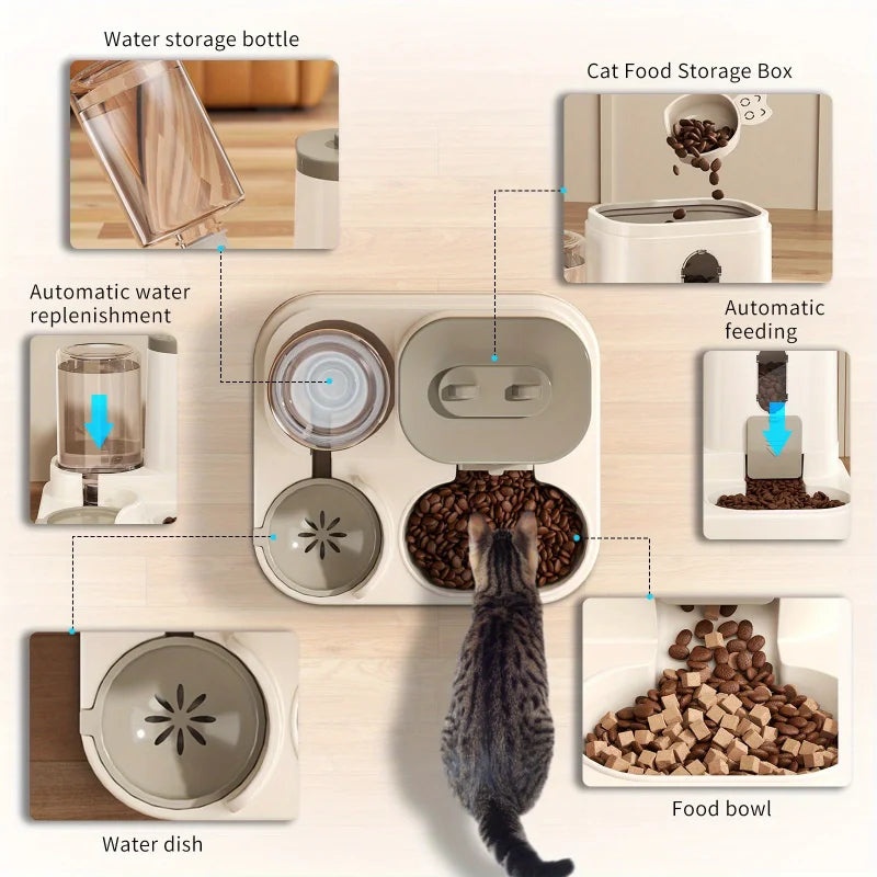 Gamelle Anti-Déversement avec Fontaine Intégrée pour Chat et Chien