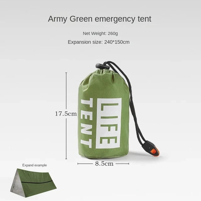 Kit de Survie d’Urgence 2 Personnes – Tente Mylar, Sac de Couchage, Couverture Thermique SOS Réutilisable