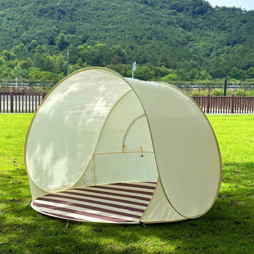 Tente de Plage Pop-Up Portable – Ouverture Instantanée, Grand Espace, Pare-Soleil Camping & Jardin