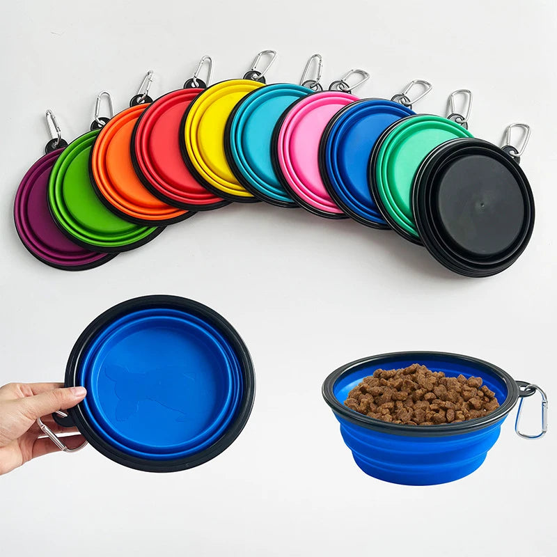 Gamelle Pliable en Silicone pour Chien et Chat – Bol Portable avec Mousqueton pour Camping, Voyage et Balade Outdoor
