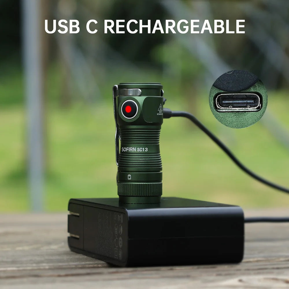 Mini Lampe de Poche Puissante LED 1100lm, Batterie 18350 Rechargeable avec Aimant