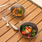 Bol en Titane avec Poignée Pliante  Bol à Riz Portable pour Camping & Pique-nique  300ml & 450ml