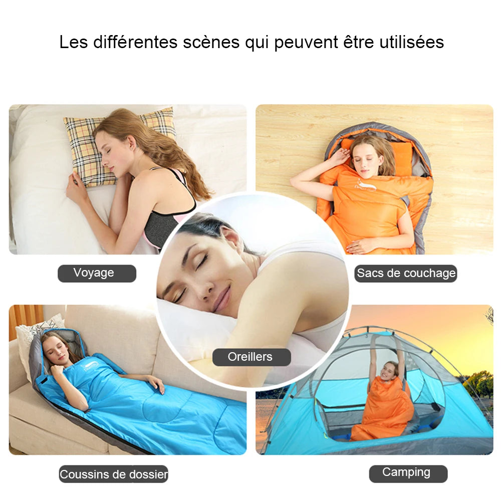 Oreiller de Camping – Oreiller de Voyage Pliant en Coton, Léger et Portable avec Housse pour Camping et Randonnée
