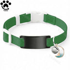Collier Chat Élastique Personnalisé – Gravure Gratuite, Plaque ID, Clochette & Breloque Lune Anti-Fugue