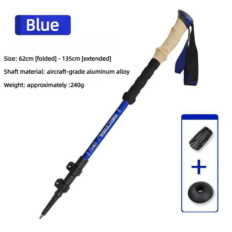 Bâton de Randonnée Télescopique Ultra-Léger 135 cm – Aluminium, Anti-Choc, Alpinisme & Trekking