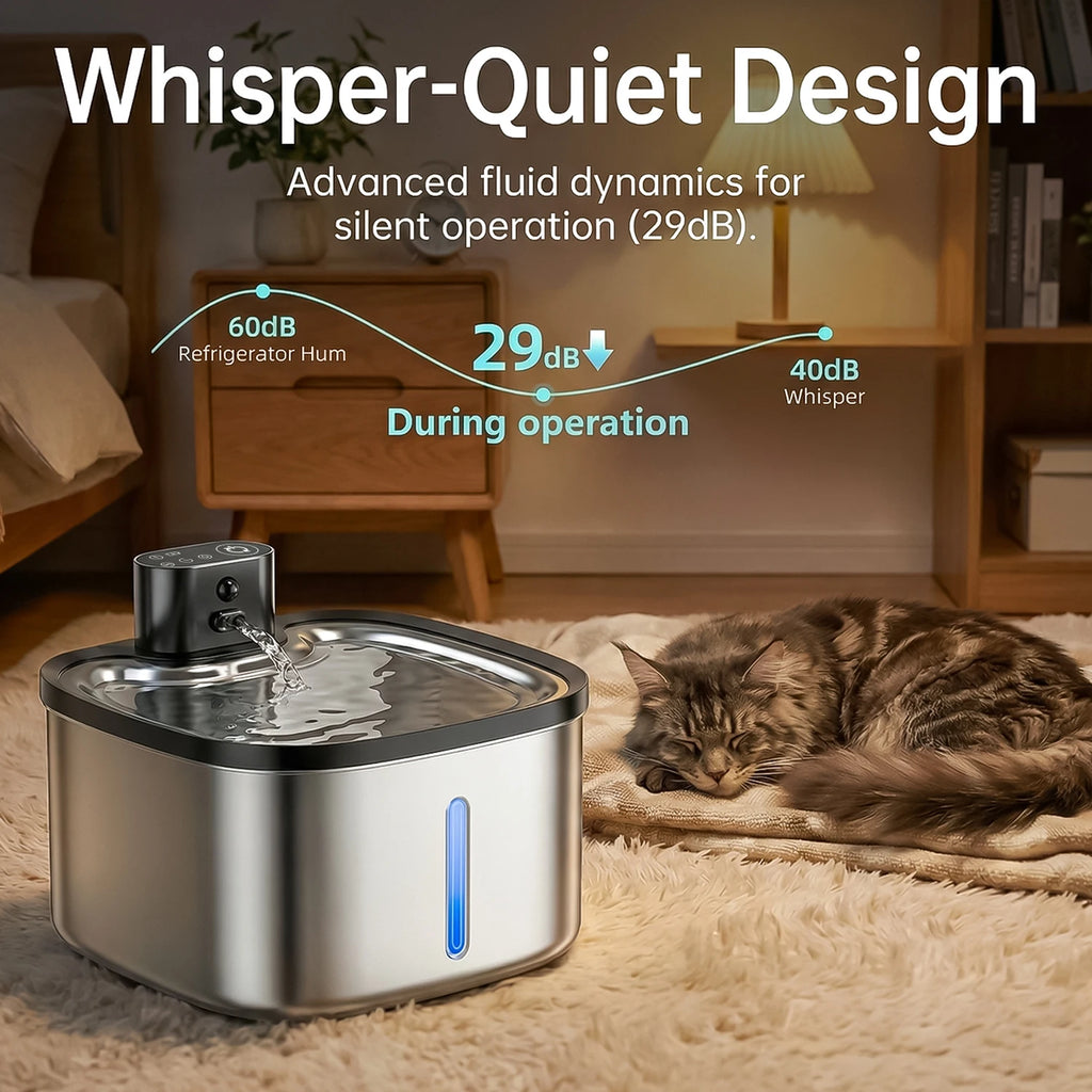 Fontaine à Eau Inox 3,5L pour Chat – Sans Fil et Rechargeable