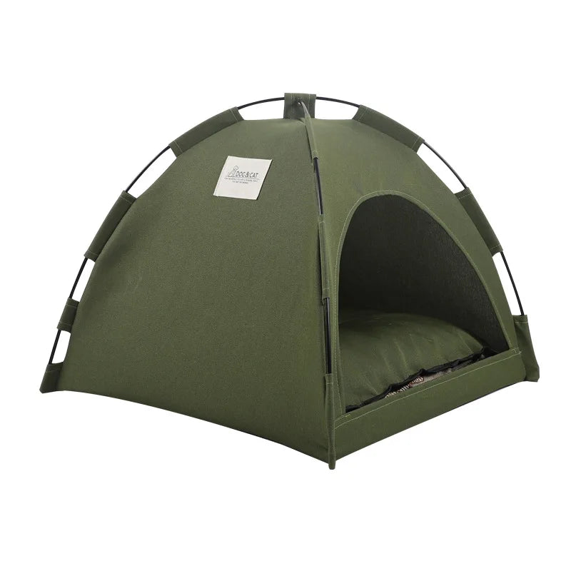 Tente Lit pour Chat Semi-Fermée Amovible – Panier Canapé Canvas, Maison Grotte pour Chat & Chien, Déco Chambre