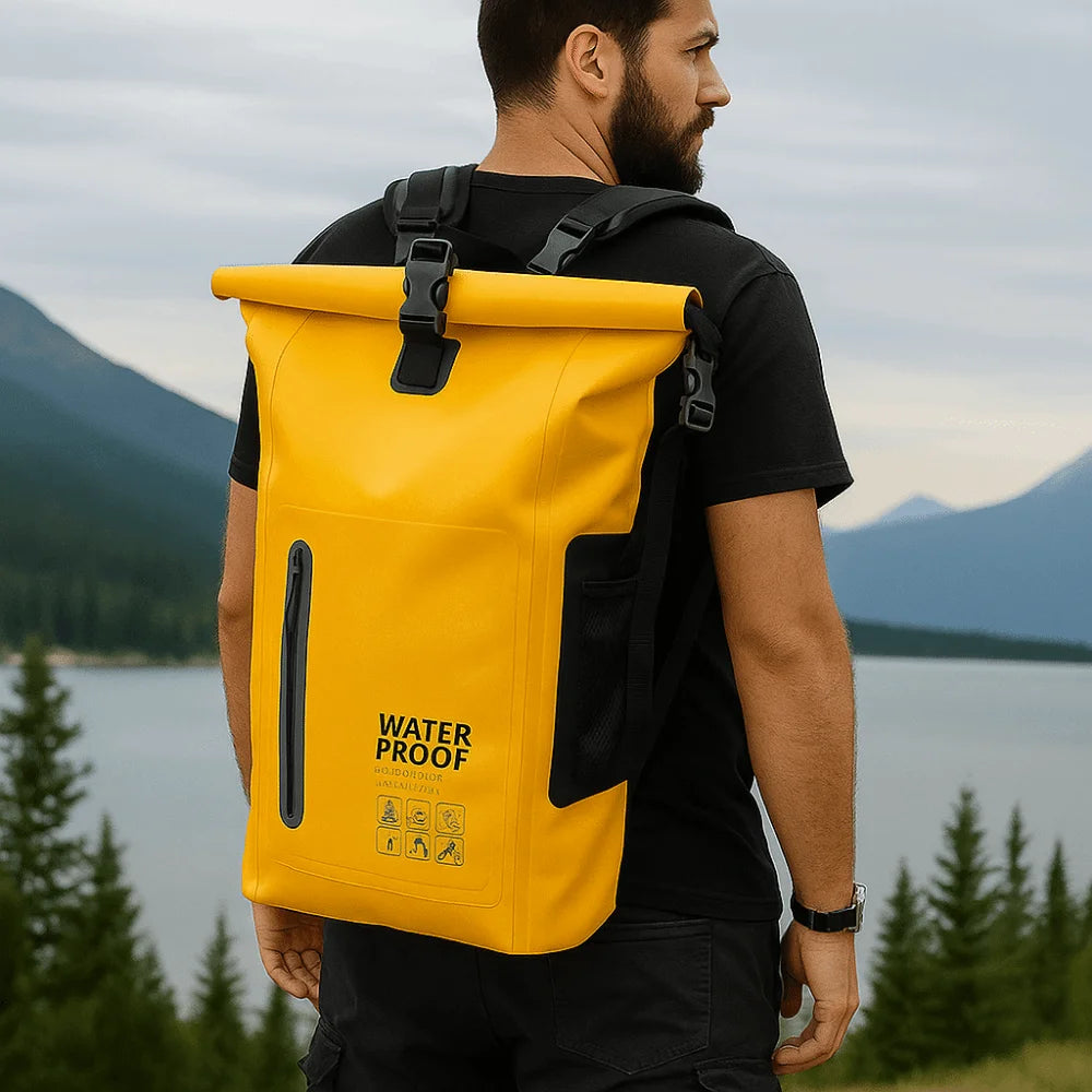 Sac à Dos Imperméable 25 L pour Extérieur – Grande Capacité, Bandes Réfléchissantes, Confortable en PVC pour Randonnée