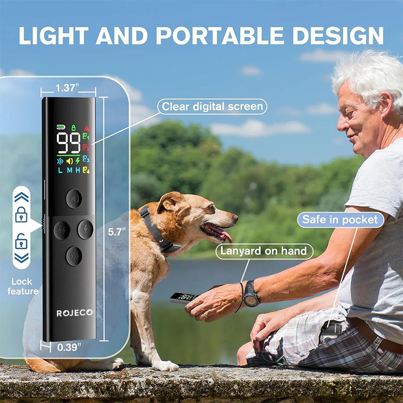 ROJECO Collier de Dressage pour Chien avec Télécommande 500m – IP67 Imperméable, Collier Électrique Anti-Aboiement