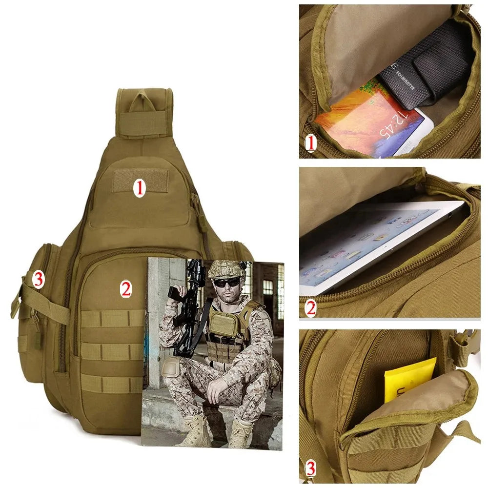 Sac à Dos Tactique 20-35L – Sling Bag Imperméable Molle pour Ordinateur 14", Randonnée, Camping et Chasse
