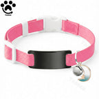 Collier Chat Élastique Personnalisé – Gravure Gratuite, Plaque ID, Clochette & Breloque Lune Anti-Fugue