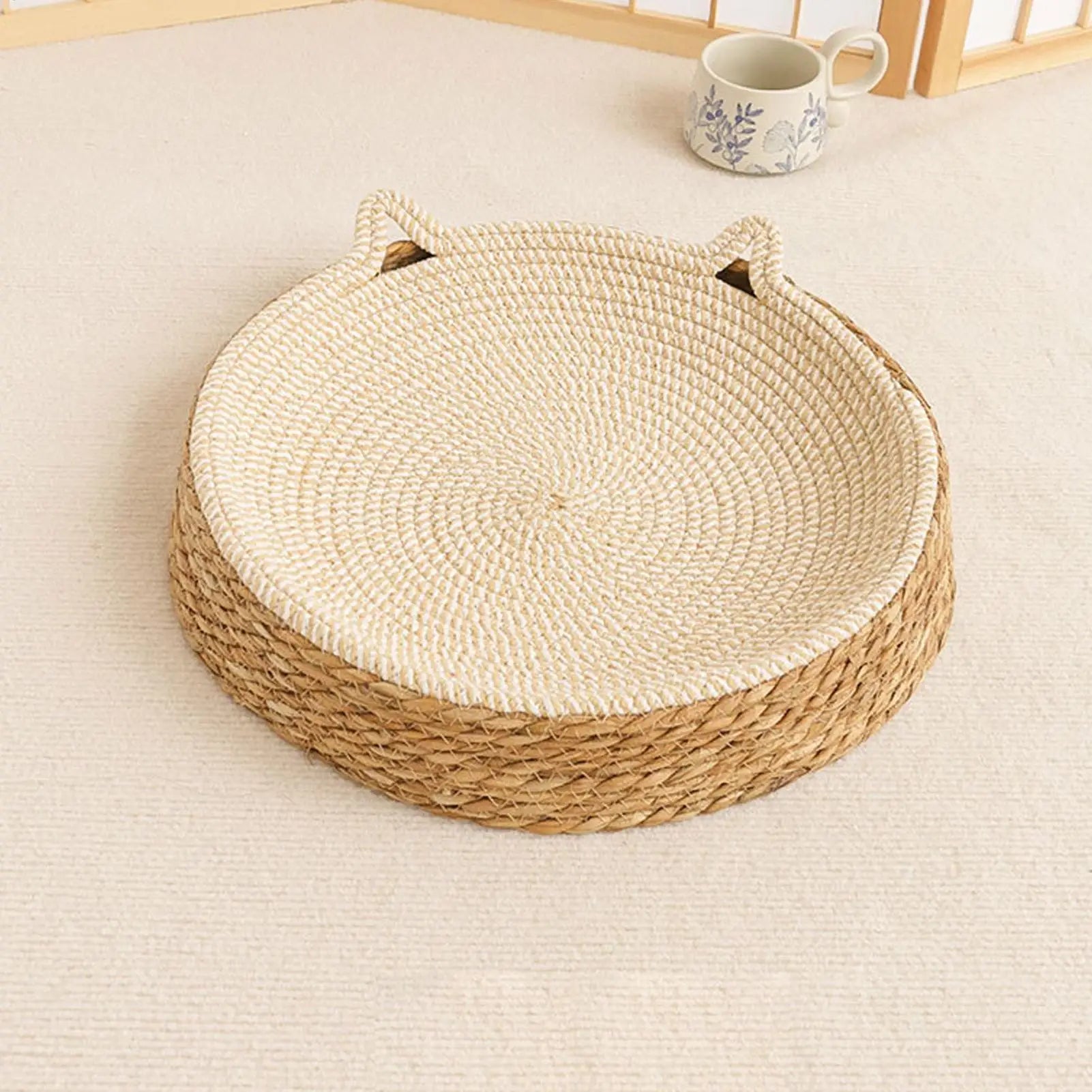 Lit Griffoir Rond pour Chat en Corde de Coton – Respirant, Résistant, Style Boho – Accessoire Maison