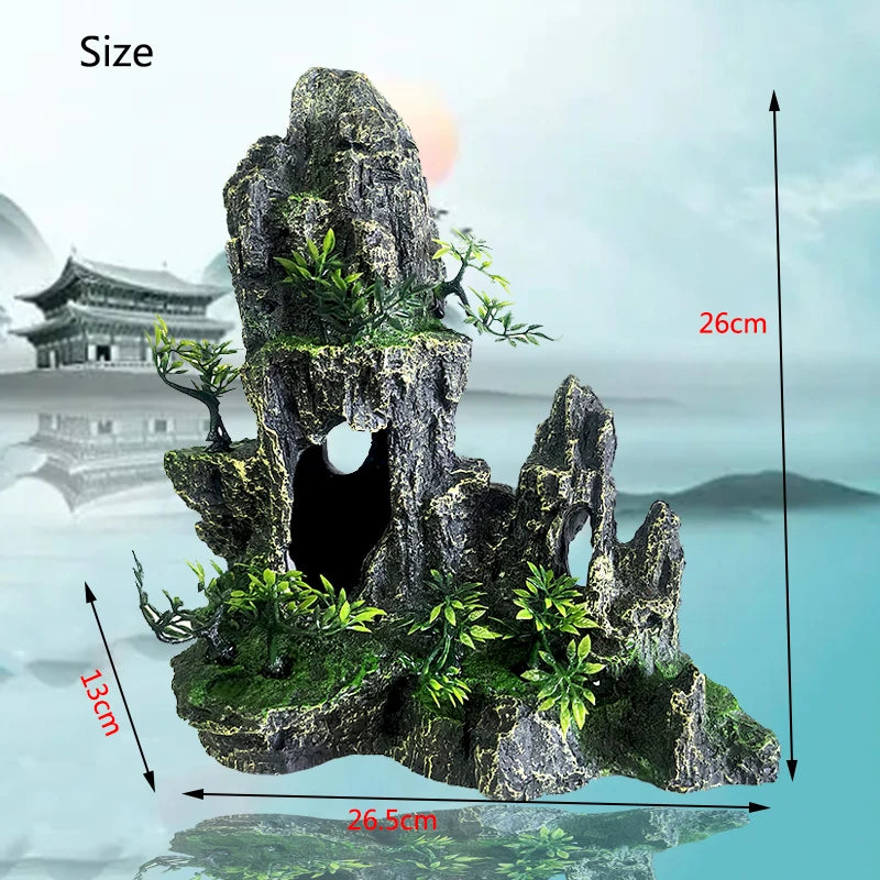 Décoration Aquarium en Résine – Rocaille, Montagne, Grotte, Arbre – Ornement Naturel pour Bac à Poissons
