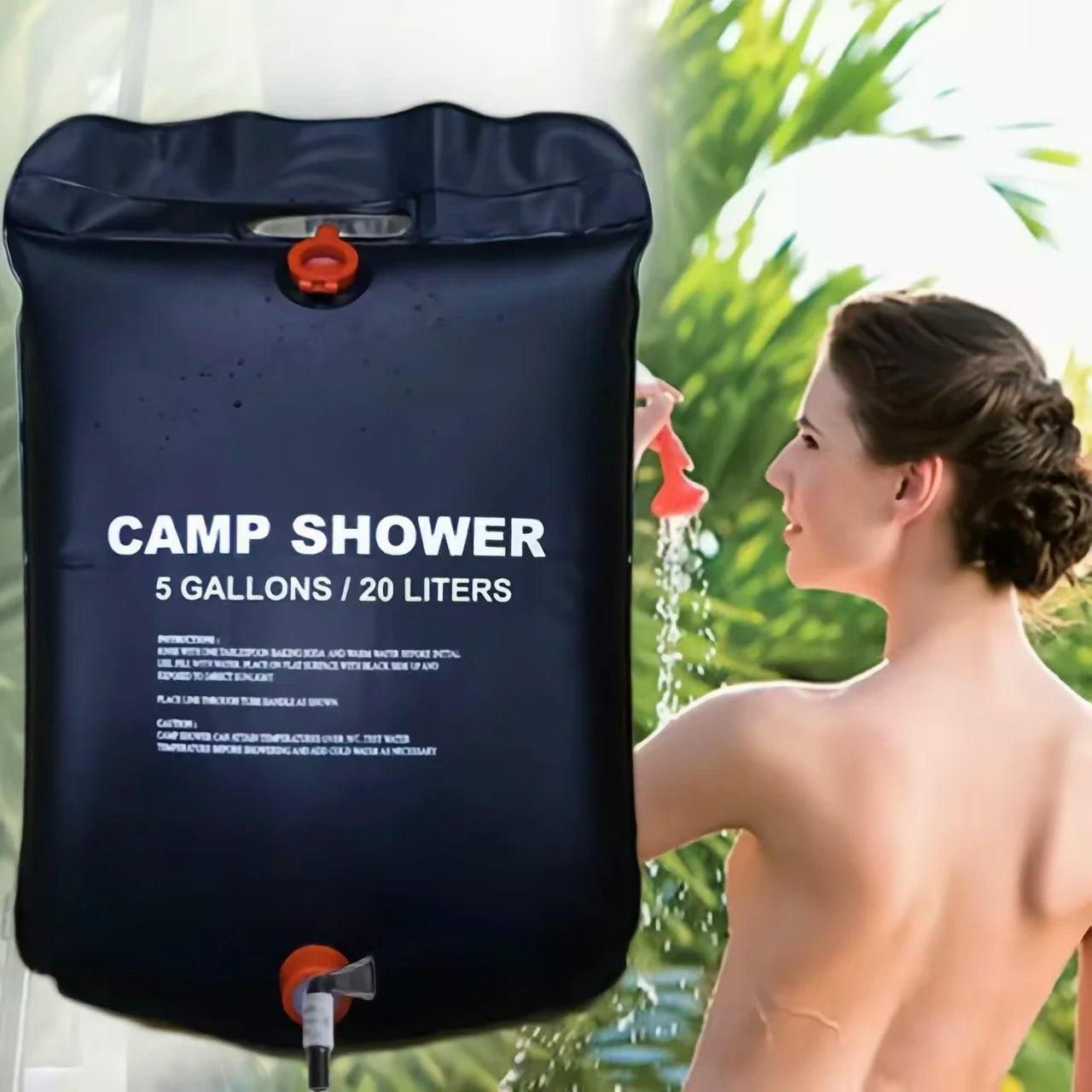 Sac de Douche Solaire 20L – Grande Capacité, Pliable et Portable pour Camping, Randonnée et Voyage avec Pomme de Douche
