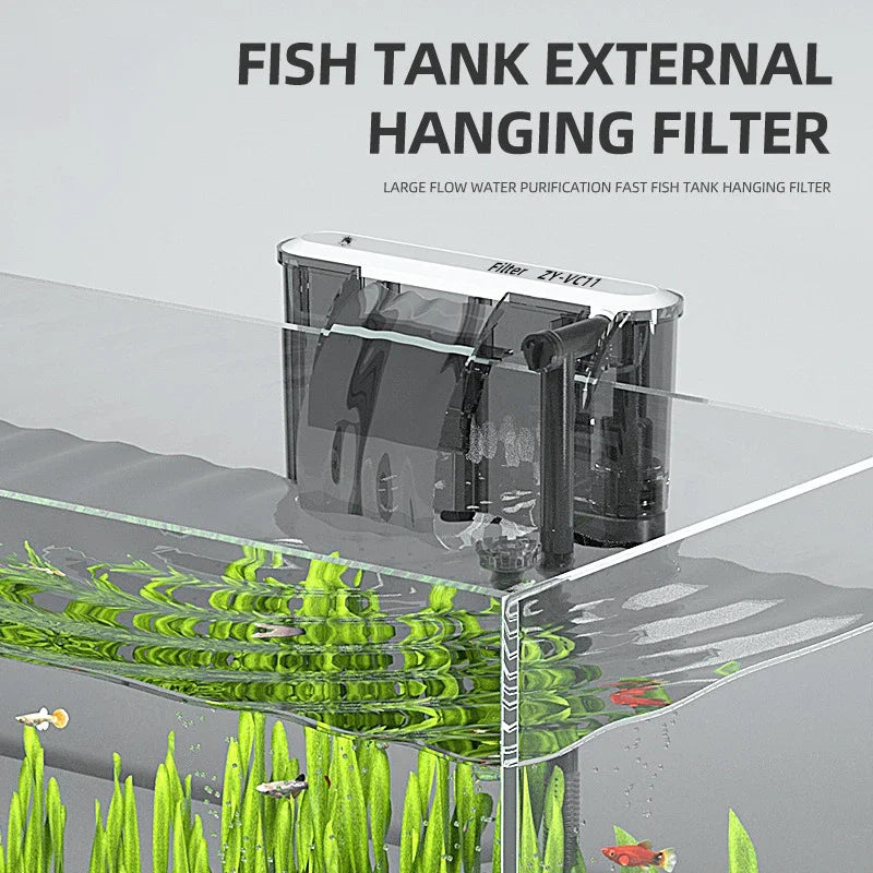 Filtre Aquarium Mural Réglable 110V/220V – Filtre Extérieur pour Bac à Poissons 30-80 cm