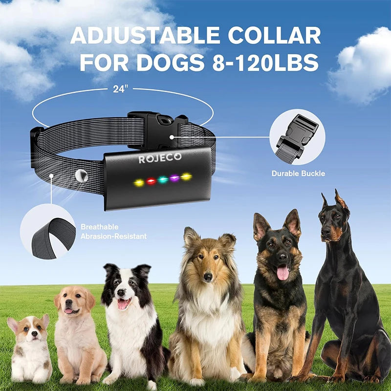 ROJECO Collier de Dressage pour Chien avec Télécommande 500m – IP67 Imperméable, Collier Électrique Anti-Aboiement