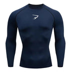 T-shirt de compression manches longues pour hommes, idéal pour la course et le fitness