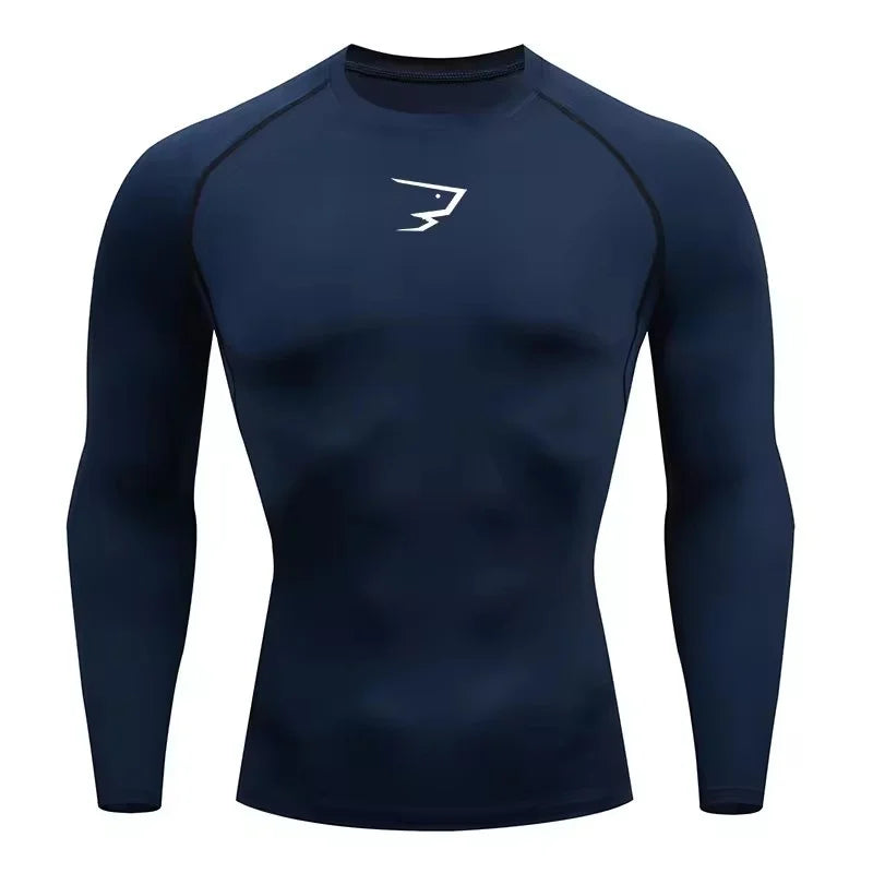 T-shirt de compression manches longues pour hommes, idéal pour la course et le fitness
