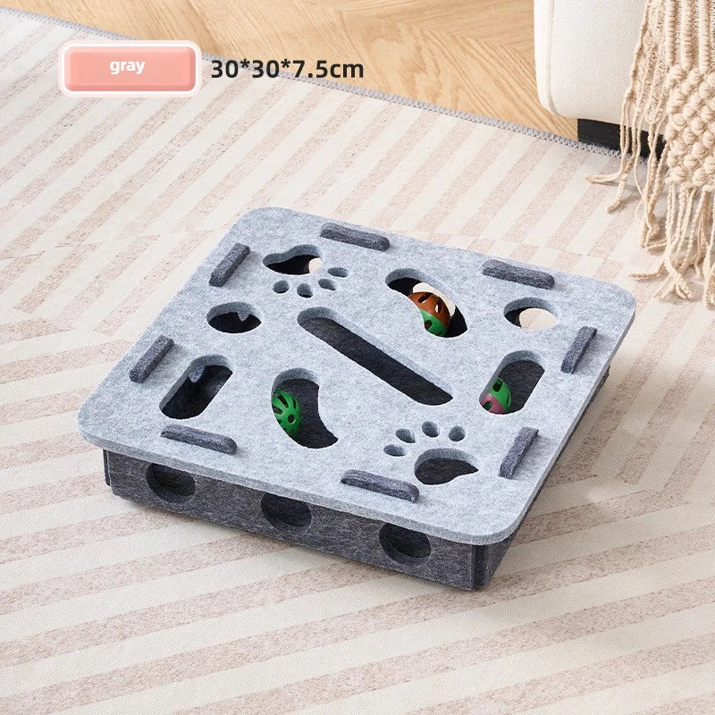 Jouet Chat Interactif – Boîte à Grelots avec Trous à Gratter
