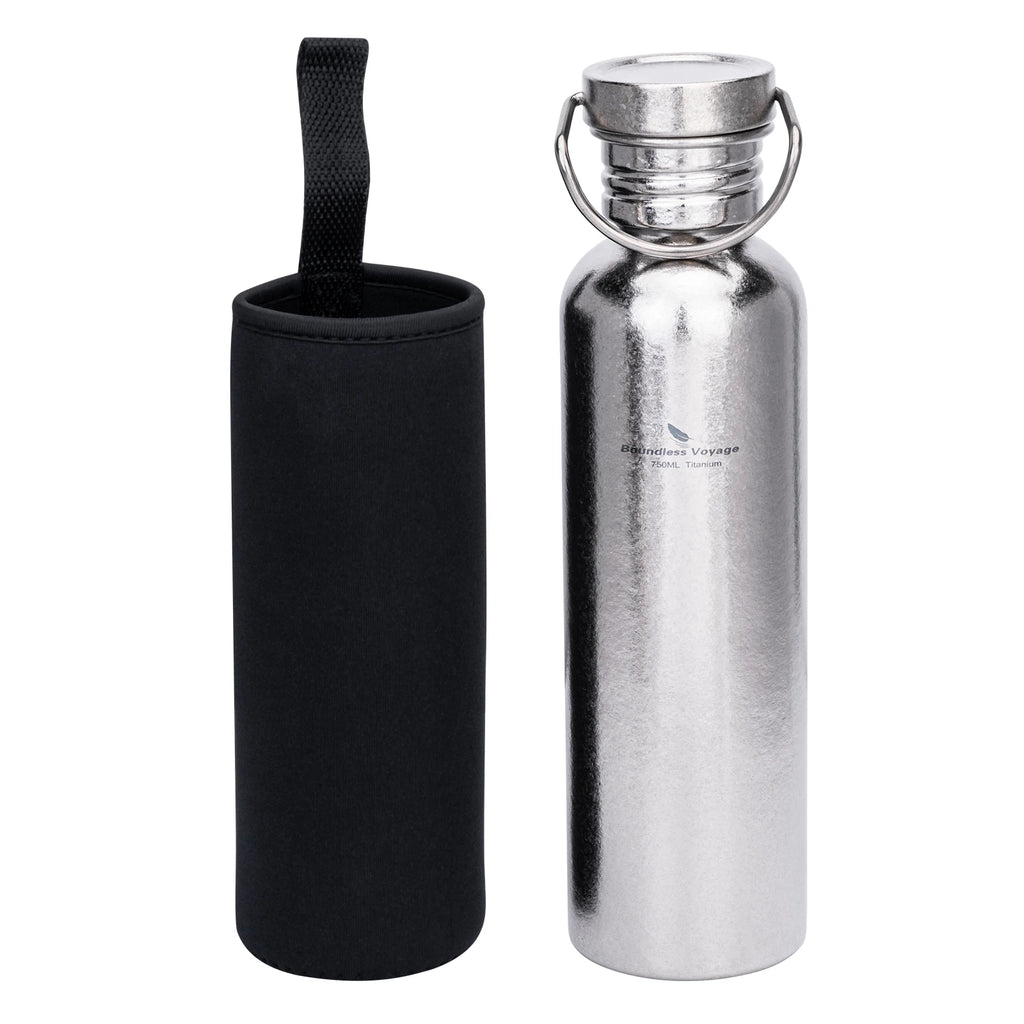 Gourde en Titane – Large Goulot, Réutilisable, Sport & Outdoor – Camping, Randonnée, Escalade, Running