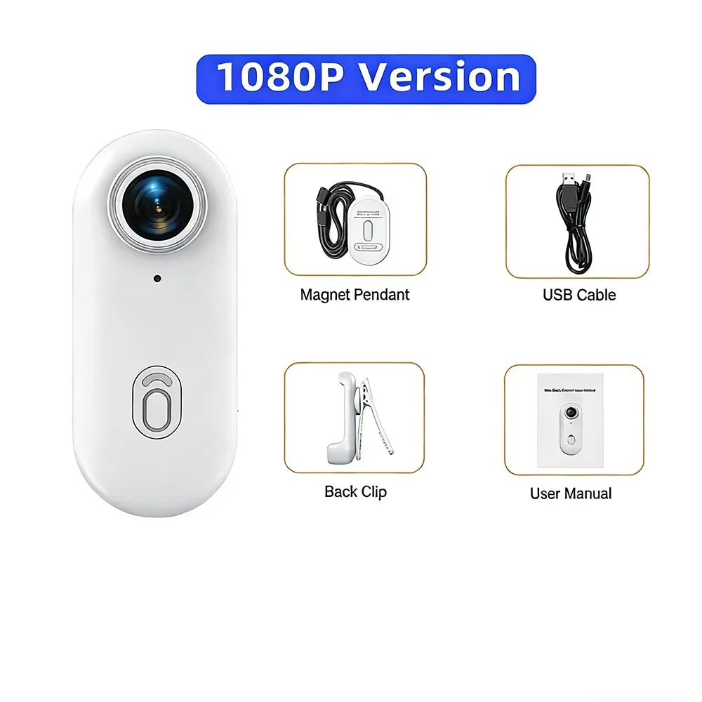 Mini Caméra d'Action 4K Pocket Magnétique – WiFi Sans Fil, Étanche, Enregistreur Corporel POV pour Casque et Vélo