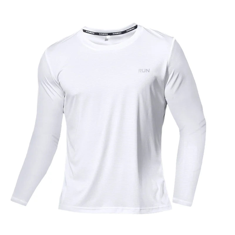 T-shirt de sport à manches longues en soie glacée pour homme