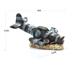 Décoration Aquarium – Petit Avion dans Épave de Bateau, Ornement Résine pour Aquascaping