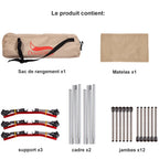 Lit de Camp Pliant – Lit de Camping Portable pour Adultes et Enfants, Randonnée et Pique-nique, 190x65cm