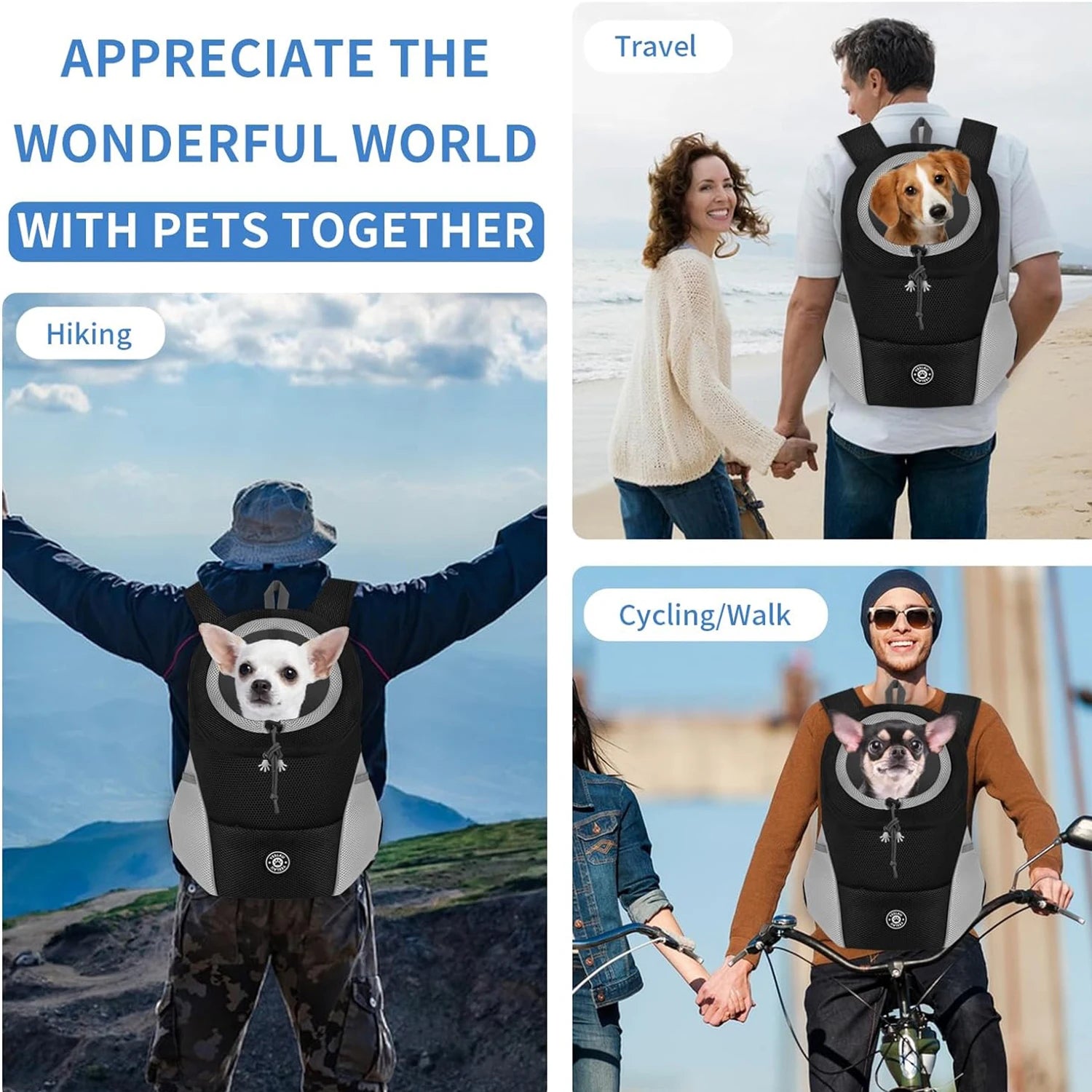 Sac à Dos Respirant pour Chien et Chat – Transport Extérieur, Maille Ventilée, Camouflage
