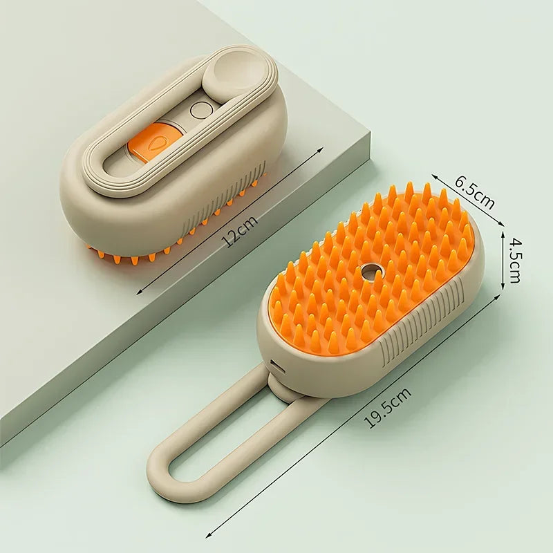 Brosse Vapeur Électrique 3-en-1 pour Chat et Chien – Spray, Massage, Démêlage – Manche Rétractable, Rechargeable USB