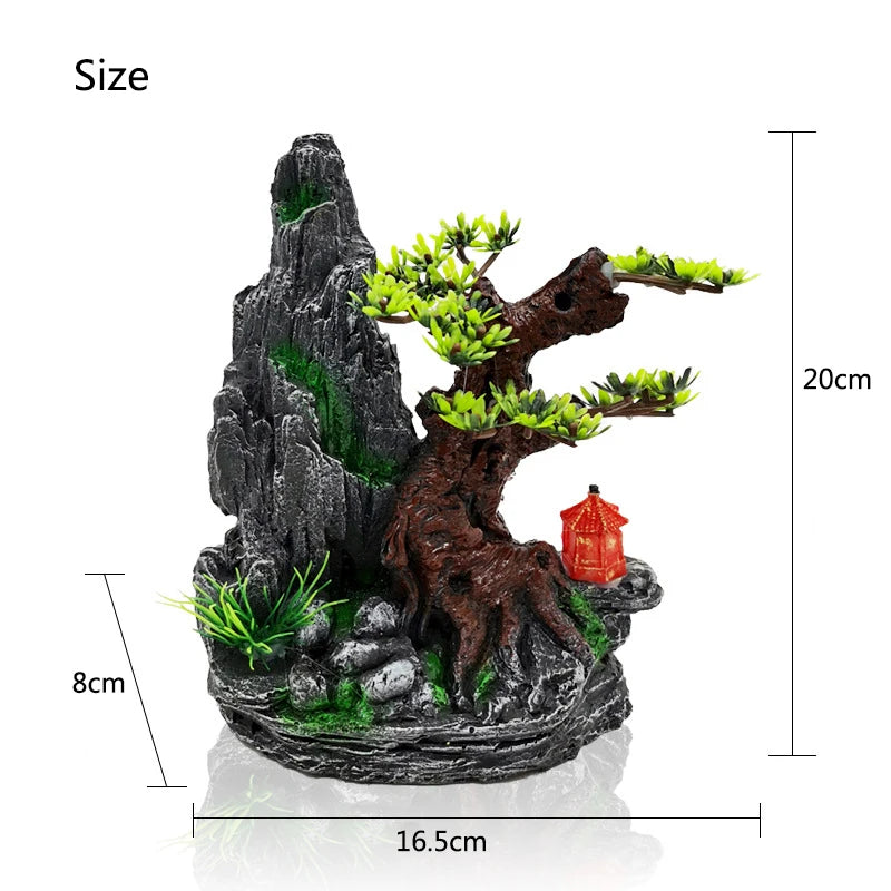 Décoration Aquarium en Résine – Rocaille, Montagne, Grotte, Arbre – Ornement Naturel pour Bac à Poissons