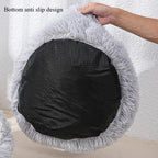 Corbeille Ronde en Peluche Rayée pour Chat et Chien – Douce, Chaude, Sommeil Profond