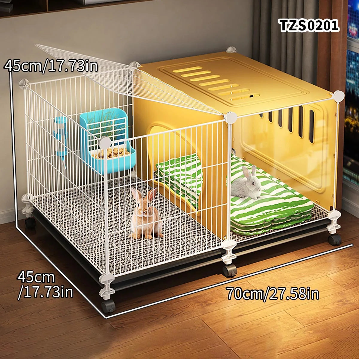 Cage pour Lapin à Usage Domestique – Grande Cage Intérieure avec Bac de Nettoyage pour Cochons d'Inde