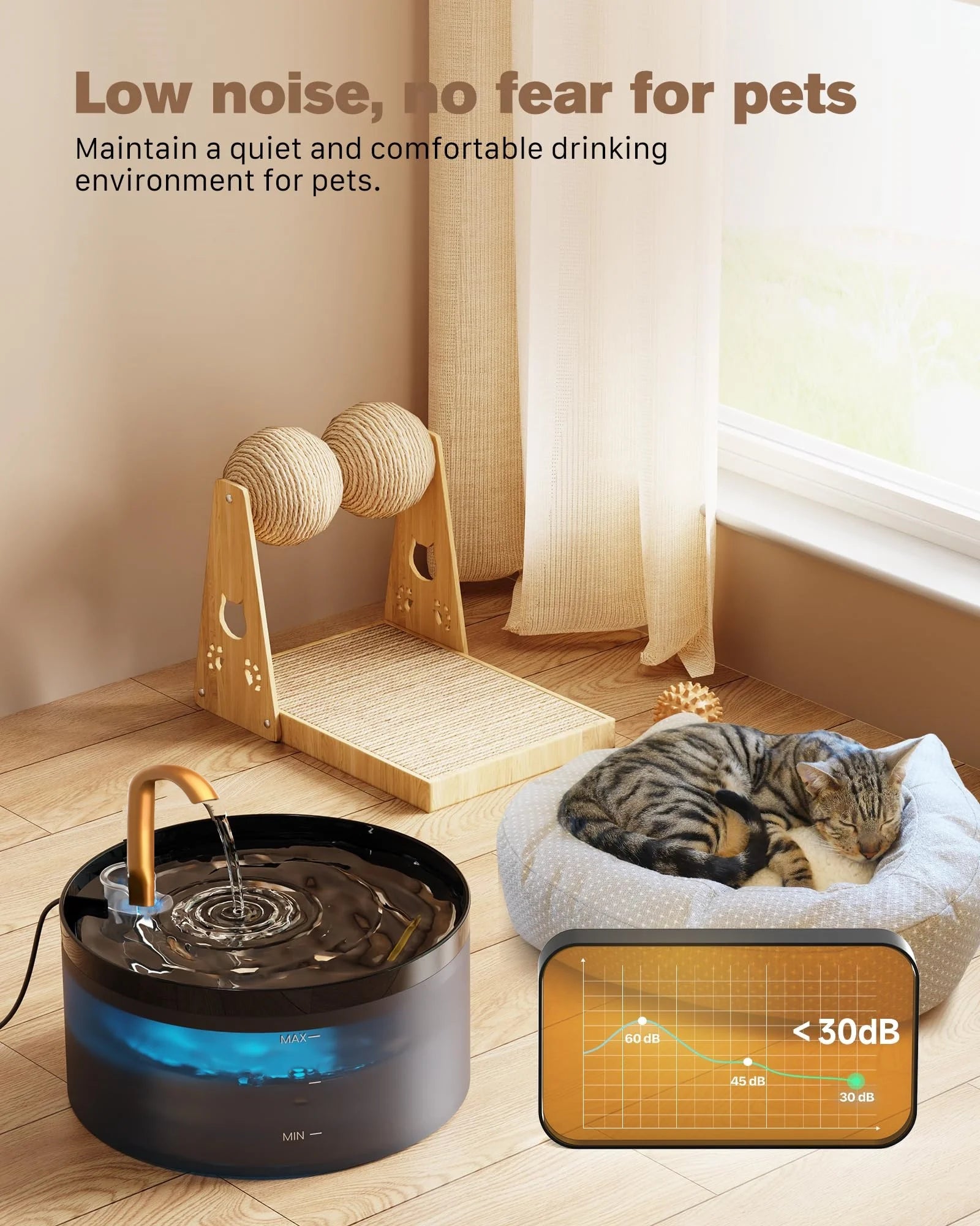 Fontaine à Eau pour Chat et Chien – Filtration Triple, Capteur Automatique, 2,1L