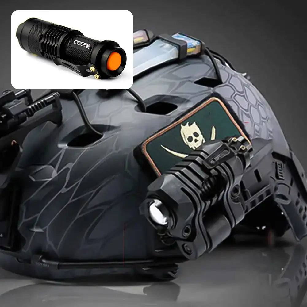 Lampe Tactique pour Casque FAST – Stroboscope/Lumière Constante, Zoom Télescopique, Survie & Sécurité, Éclairage Portable Outdoor Chasse
