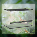 Terrarium Reptile – Boîte d'Élevage en Verre Trempé, Fermeture Sécurisée, Ventilation Frontale, Sans Montage, 50x30x35 cm, Noir