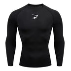 T-shirt de compression manches longues pour hommes, idéal pour la course et le fitness