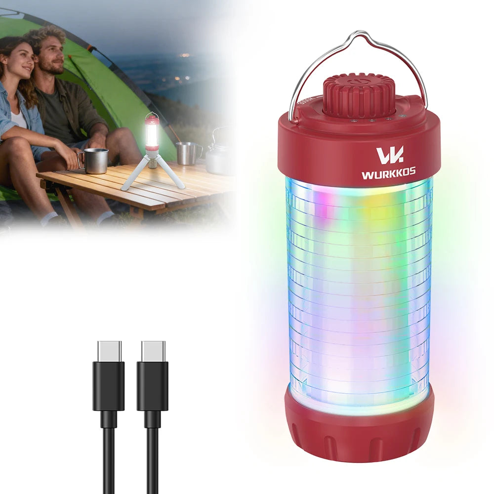 Lanterne LED Camping 550lm RGB, Rechargeable, Batterie Externe, Aimant, IP65