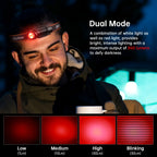 Lampe Frontale 850 Lumens avec Lumière Rouge, Clip Magnétique | Camping, Randonnée, Pêche
